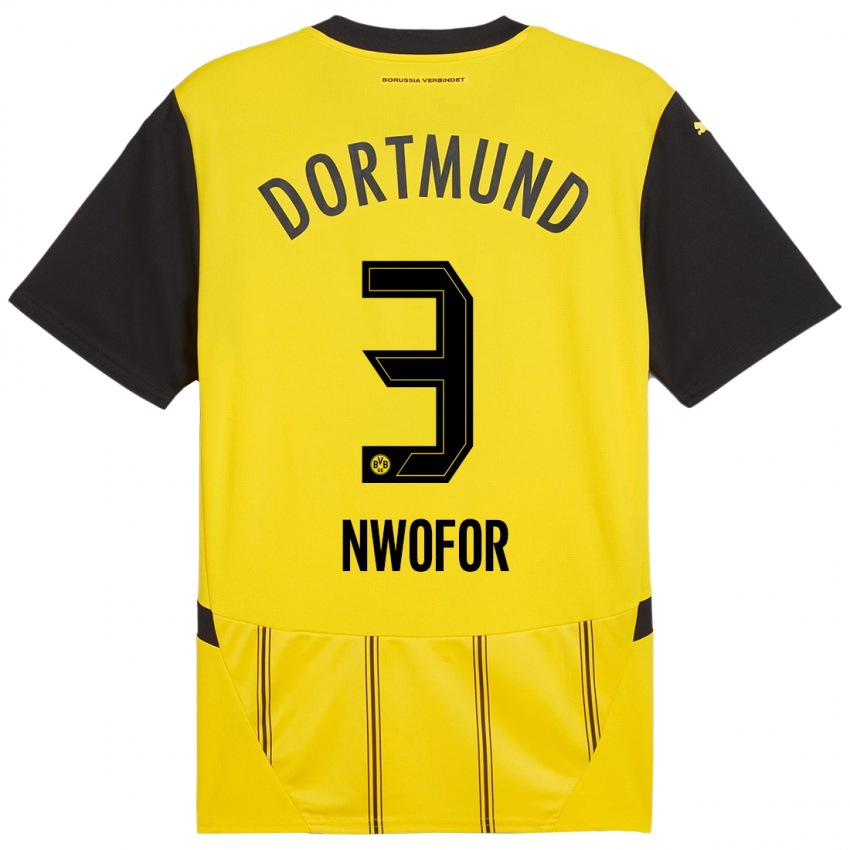 Niño Camiseta Jamie Nwofor #3 Amarillo Negro 1ª Equipación 2024/25 La Camisa