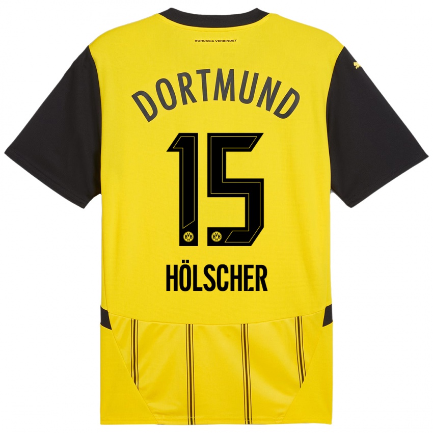 Niño Camiseta Mats Hölscher #15 Amarillo Negro 1ª Equipación 2024/25 La Camisa