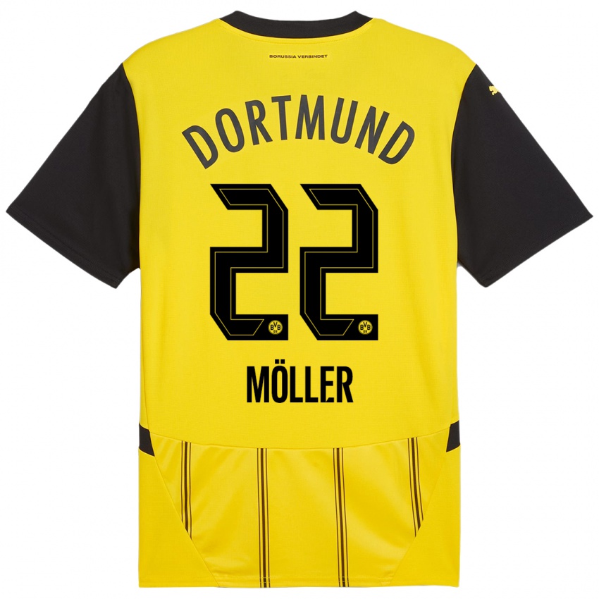 Niño Camiseta Paul Möller #22 Amarillo Negro 1ª Equipación 2024/25 La Camisa