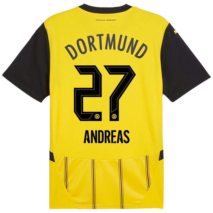 Niño Camiseta Kuno Andreas #27 Amarillo Negro 1ª Equipación 2024/25 La Camisa