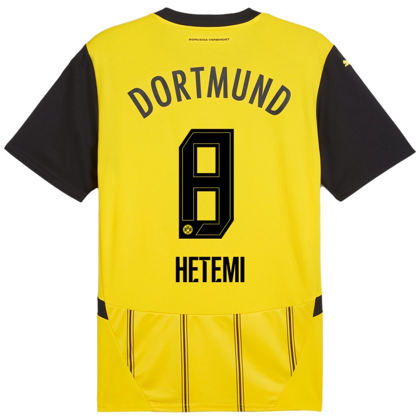 Niño Camiseta Rilind Hetemi #8 Amarillo Negro 1ª Equipación 2024/25 La Camisa