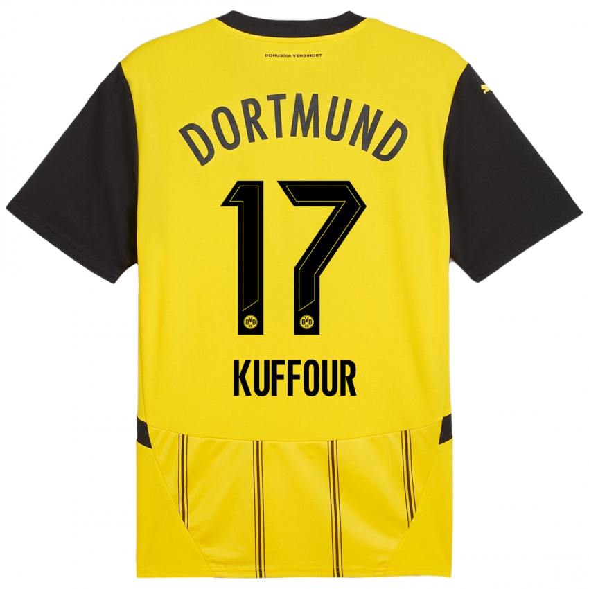 Niño Camiseta Lloyd-Addo Kuffour #17 Amarillo Negro 1ª Equipación 2024/25 La Camisa