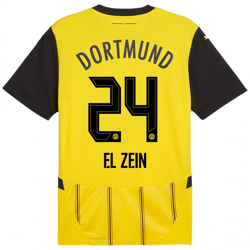 Niño Camiseta Abu-Bekir Omer El-Zein #24 Amarillo Negro 1ª Equipación 2024/25 La Camisa