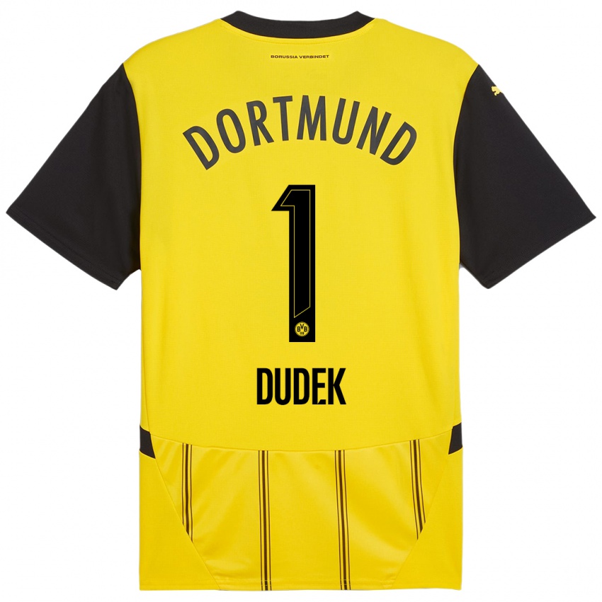 Niño Camiseta Daniel Dudek #1 Amarillo Negro 1ª Equipación 2024/25 La Camisa