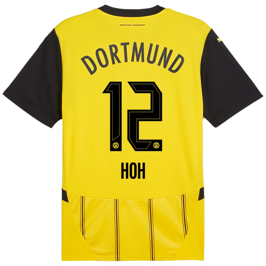 Niño Camiseta Hendrik Hoh #12 Amarillo Negro 1ª Equipación 2024/25 La Camisa