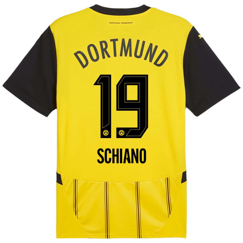 Niño Camiseta Emilio Schiano #19 Amarillo Negro 1ª Equipación 2024/25 La Camisa