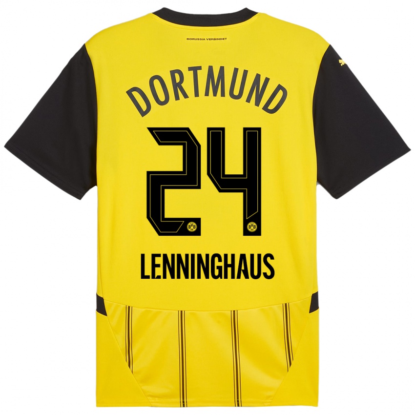 Niño Camiseta Mika Lenninghaus #24 Amarillo Negro 1ª Equipación 2024/25 La Camisa