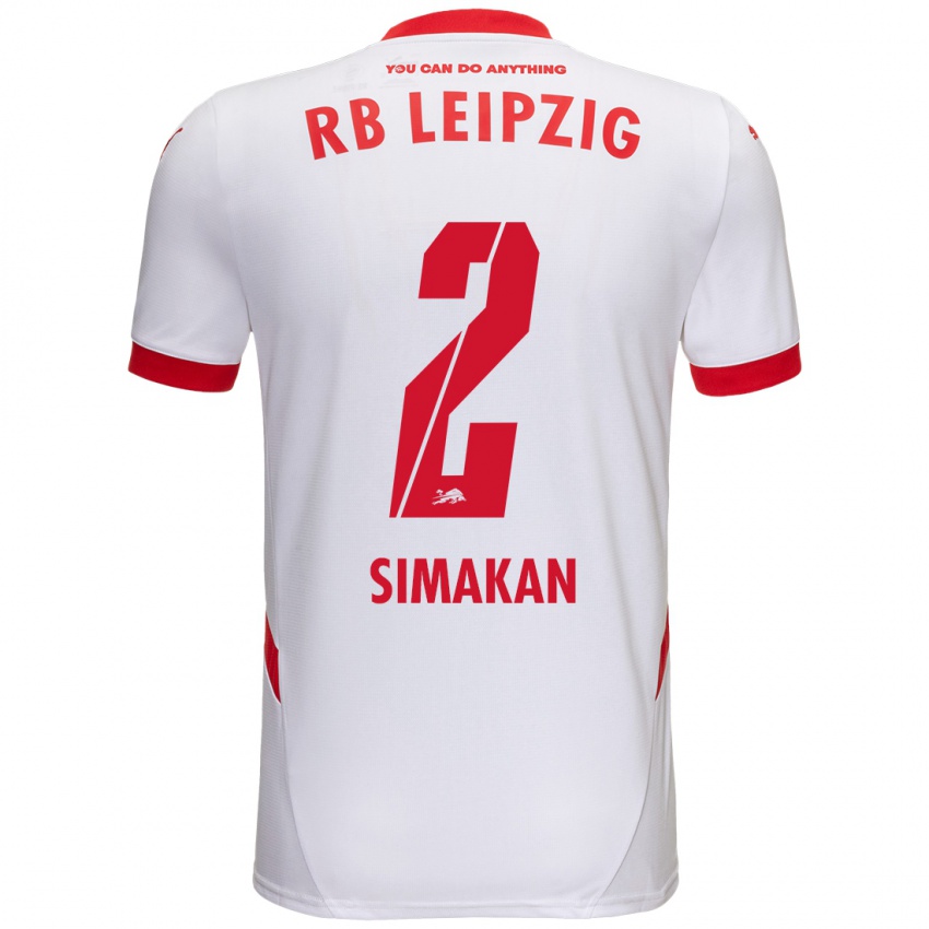 Niño Camiseta Mohamed Simakan #2 Blanco Rojo 1ª Equipación 2024/25 La Camisa