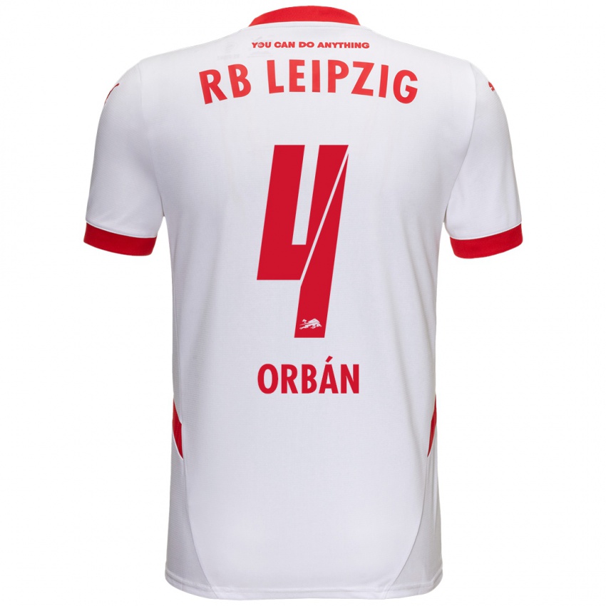 Niño Camiseta Willi Orban #4 Blanco Rojo 1ª Equipación 2024/25 La Camisa