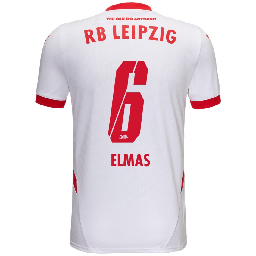 Niño Camiseta Eljif Elmas #6 Blanco Rojo 1ª Equipación 2024/25 La Camisa