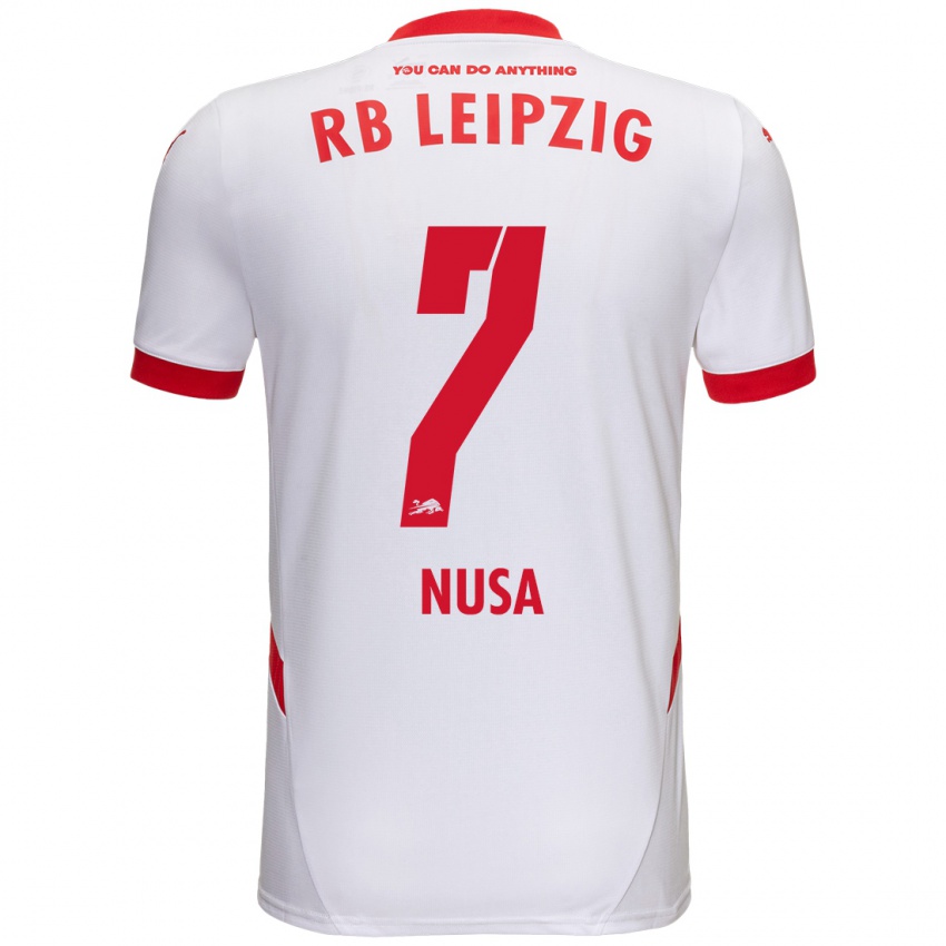 Niño Camiseta Antonio Nusa #7 Blanco Rojo 1ª Equipación 2024/25 La Camisa