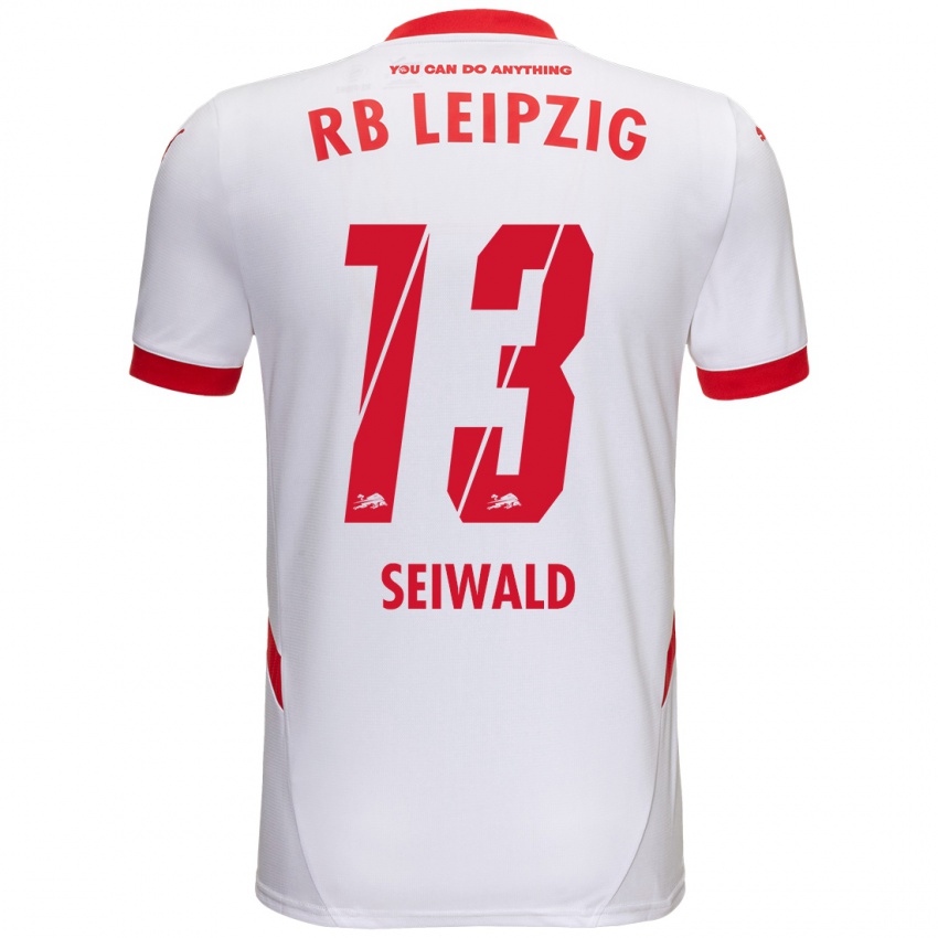 Niño Camiseta Nicolas Seiwald #13 Blanco Rojo 1ª Equipación 2024/25 La Camisa