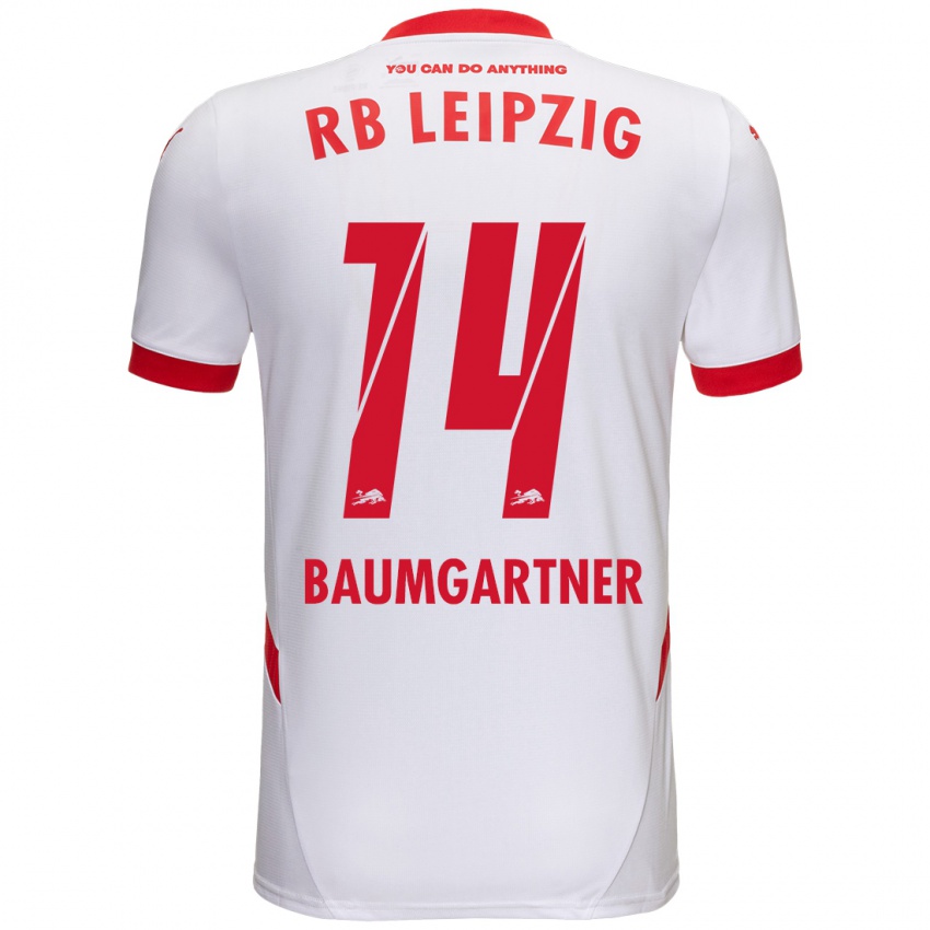 Niño Camiseta Christoph Baumgartner #14 Blanco Rojo 1ª Equipación 2024/25 La Camisa