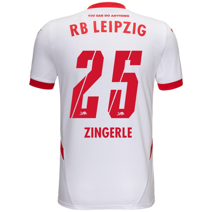 Niño Camiseta Leopold Zingerle #25 Blanco Rojo 1ª Equipación 2024/25 La Camisa