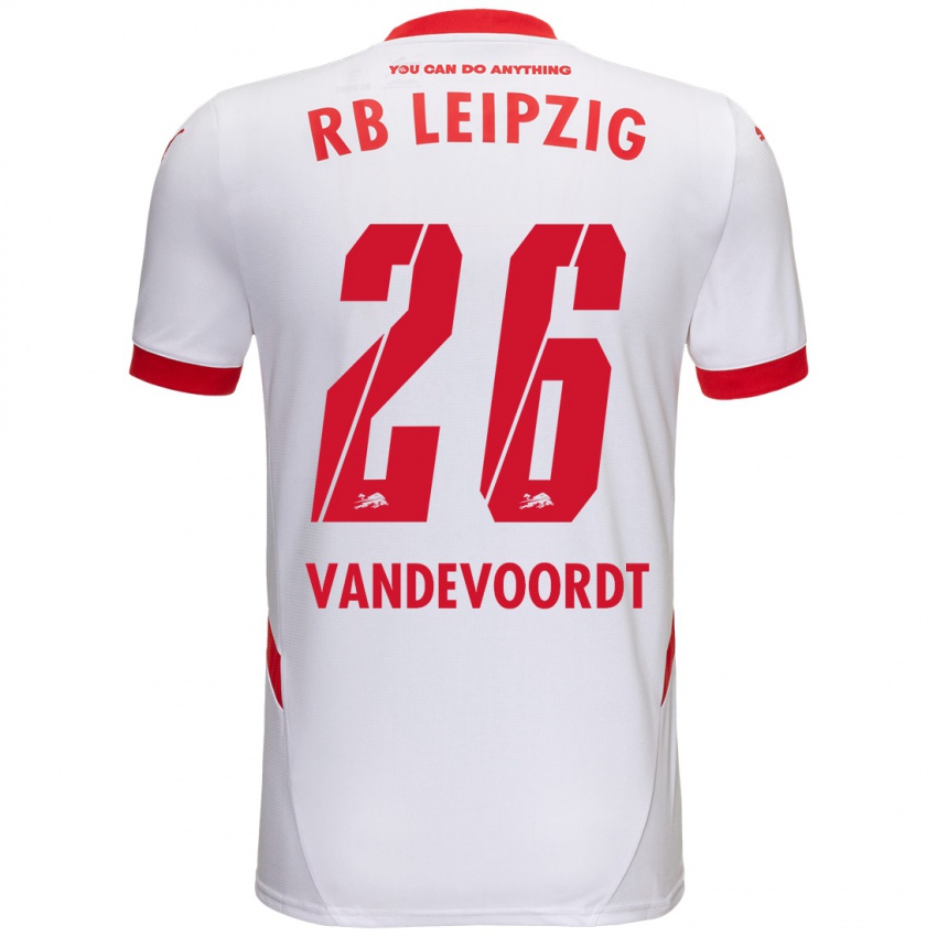 Niño Camiseta Maarten Vandevoordt #26 Blanco Rojo 1ª Equipación 2024/25 La Camisa