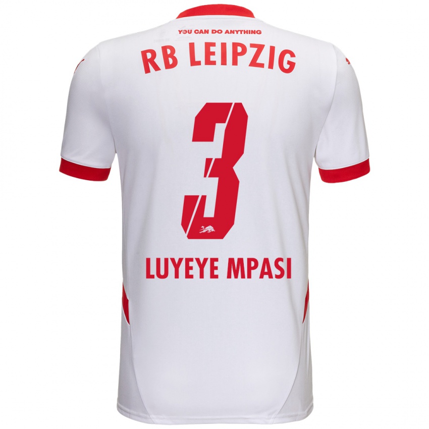 Niño Camiseta Seal Luyeye Mpasi #3 Blanco Rojo 1ª Equipación 2024/25 La Camisa