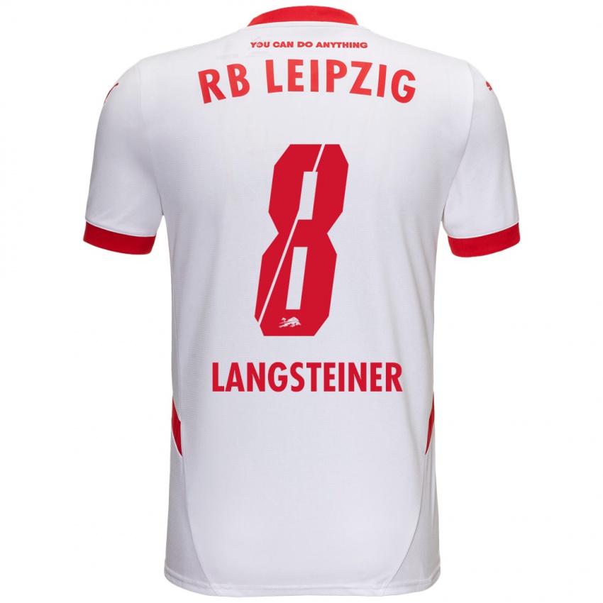 Niño Camiseta Toni Langsteiner #8 Blanco Rojo 1ª Equipación 2024/25 La Camisa