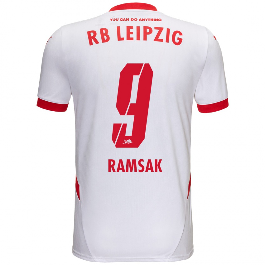 Niño Camiseta Robert Ramsak #9 Blanco Rojo 1ª Equipación 2024/25 La Camisa