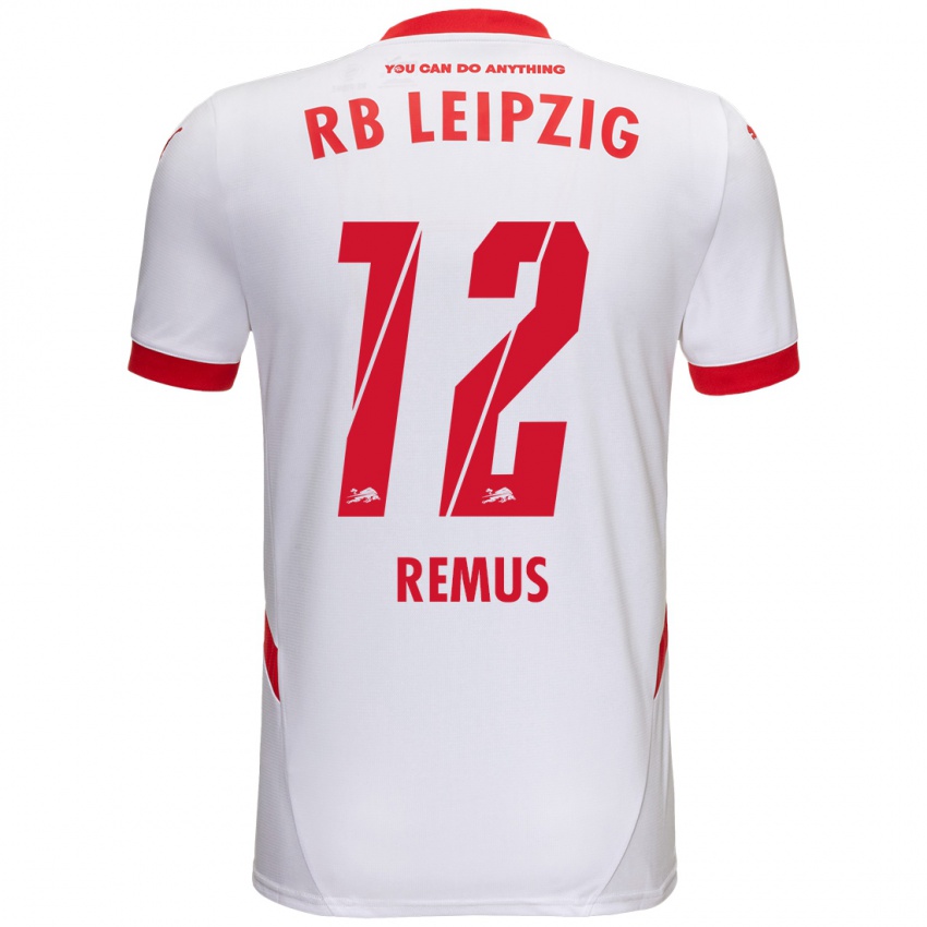 Niño Camiseta Niklas Remus #12 Blanco Rojo 1ª Equipación 2024/25 La Camisa