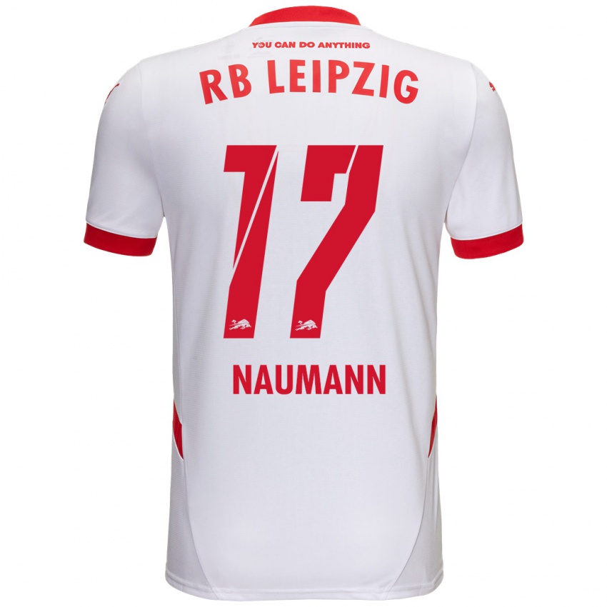 Niño Camiseta Carlos Naumann #17 Blanco Rojo 1ª Equipación 2024/25 La Camisa