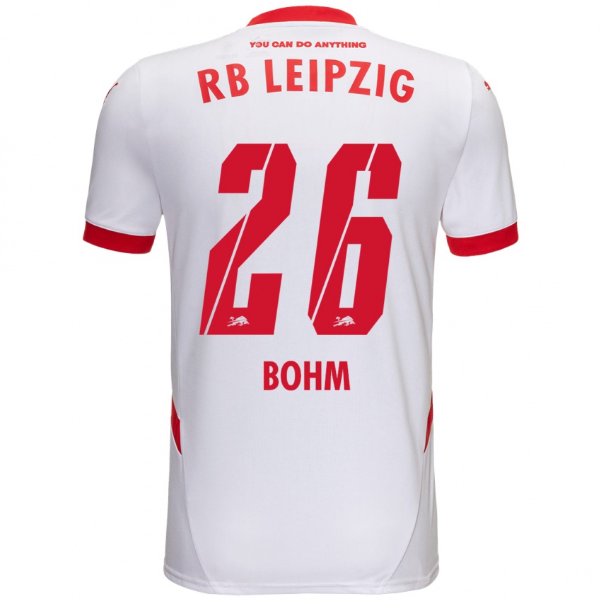 Niño Camiseta Pepe Böhm #26 Blanco Rojo 1ª Equipación 2024/25 La Camisa