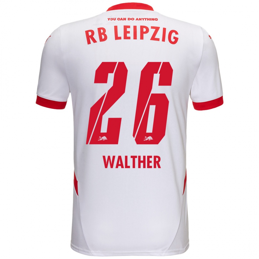 Niño Camiseta Mika Walther #26 Blanco Rojo 1ª Equipación 2024/25 La Camisa