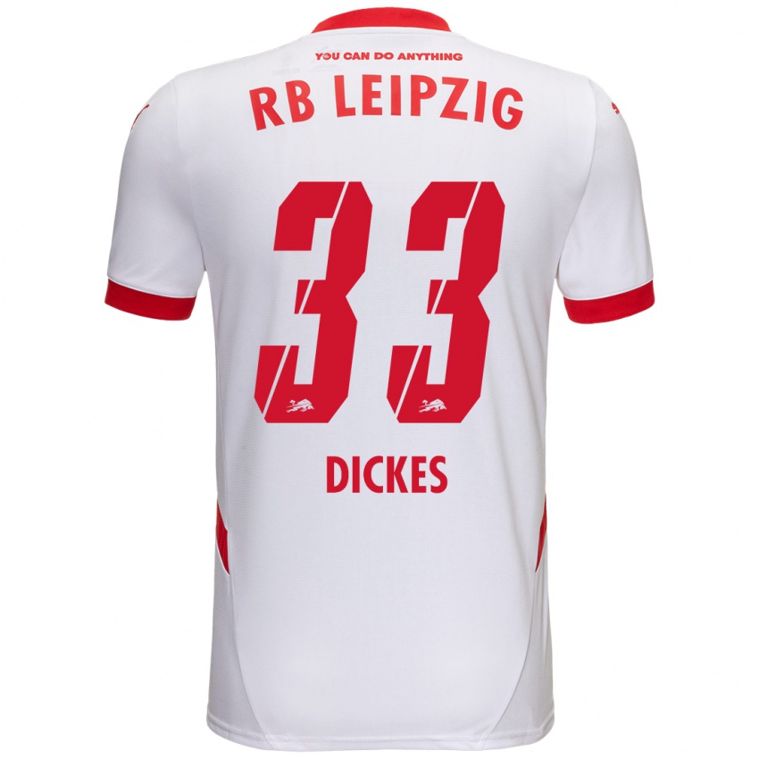 Niño Camiseta Fernando Dickes #33 Blanco Rojo 1ª Equipación 2024/25 La Camisa