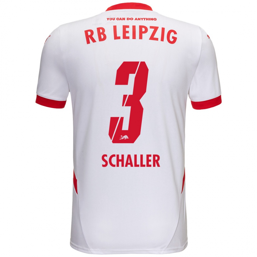 Niño Camiseta Josefine Schaller #3 Blanco Rojo 1ª Equipación 2024/25 La Camisa