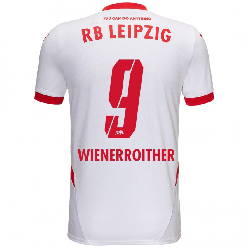 Niño Camiseta Katja Wienerroither #9 Blanco Rojo 1ª Equipación 2024/25 La Camisa