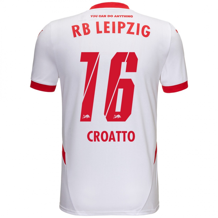 Niño Camiseta Michela Croatto #16 Blanco Rojo 1ª Equipación 2024/25 La Camisa