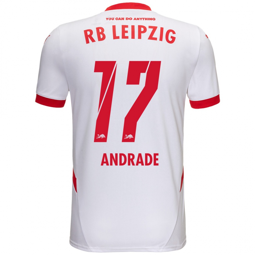 Niño Camiseta Lydia Andrade #17 Blanco Rojo 1ª Equipación 2024/25 La Camisa