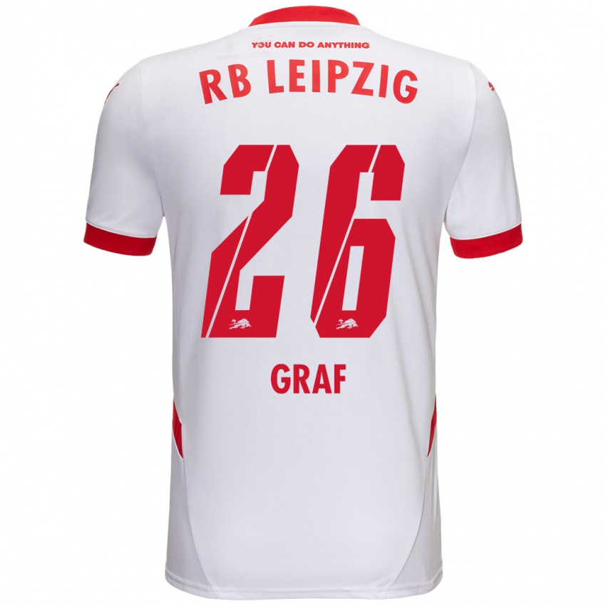 Niño Camiseta Luca Maria Graf #26 Blanco Rojo 1ª Equipación 2024/25 La Camisa