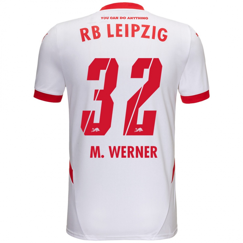 Niño Camiseta Mia Werner #32 Blanco Rojo 1ª Equipación 2024/25 La Camisa