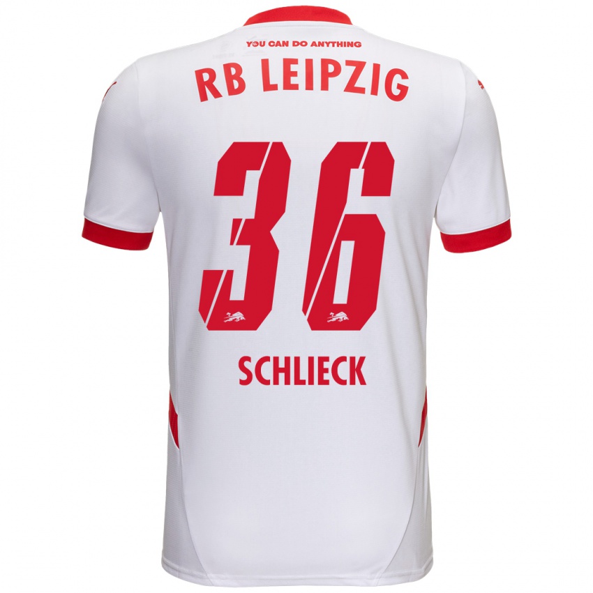 Niño Camiseta Timo Schlieck #36 Blanco Rojo 1ª Equipación 2024/25 La Camisa