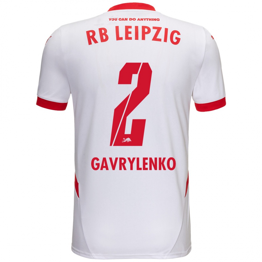 Niño Camiseta Oleksandr Gavrylenko #2 Blanco Rojo 1ª Equipación 2024/25 La Camisa