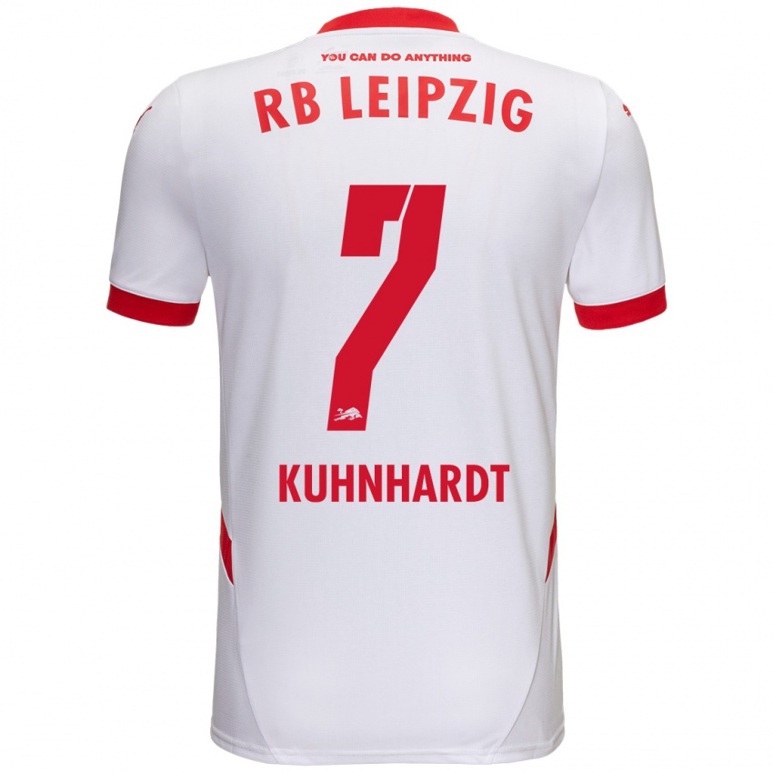 Niño Camiseta Paul Kühnhardt #7 Blanco Rojo 1ª Equipación 2024/25 La Camisa