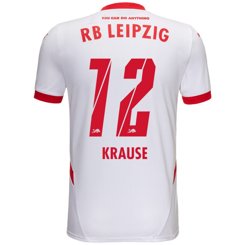 Niño Camiseta Arno Krause #12 Blanco Rojo 1ª Equipación 2024/25 La Camisa