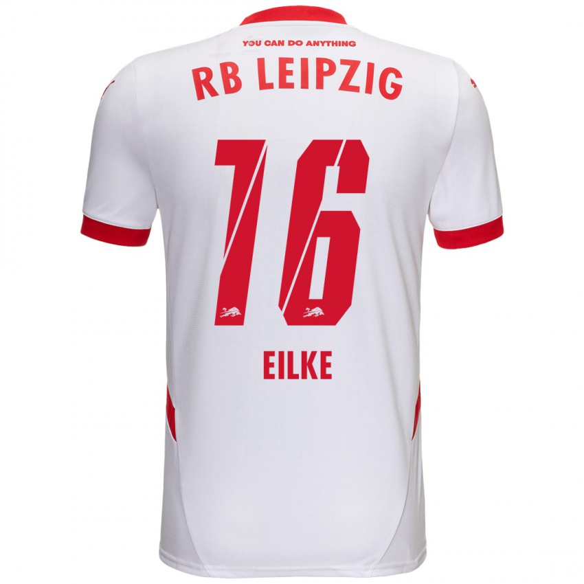 Niño Camiseta Lennox Eilke #16 Blanco Rojo 1ª Equipación 2024/25 La Camisa