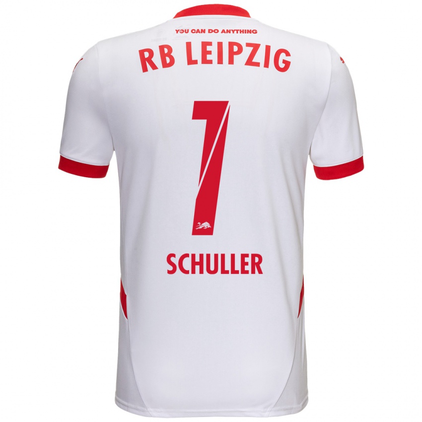 Niño Camiseta Gina Schüller #1 Blanco Rojo 1ª Equipación 2024/25 La Camisa