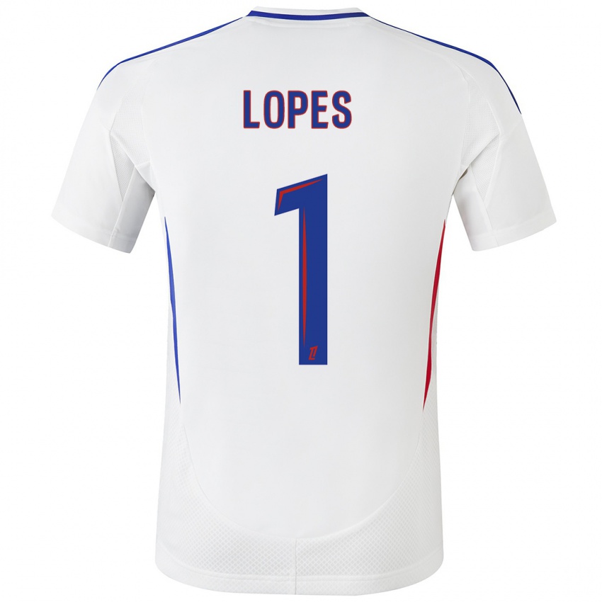 Niño Camiseta Anthony Lopes #1 Blanco Azul 1ª Equipación 2024/25 La Camisa