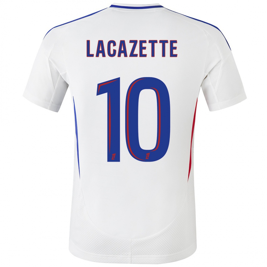 Niño Camiseta Alexandre Lacazette #10 Blanco Azul 1ª Equipación 2024/25 La Camisa