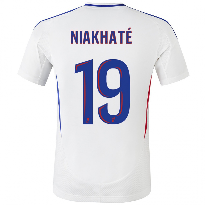 Niño Camiseta Moussa Niakhaté #19 Blanco Azul 1ª Equipación 2024/25 La Camisa