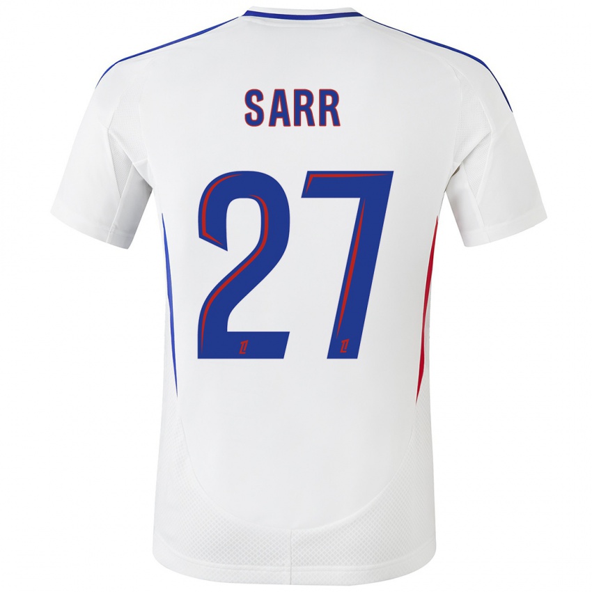 Niño Camiseta Amin Sarr #27 Blanco Azul 1ª Equipación 2024/25 La Camisa