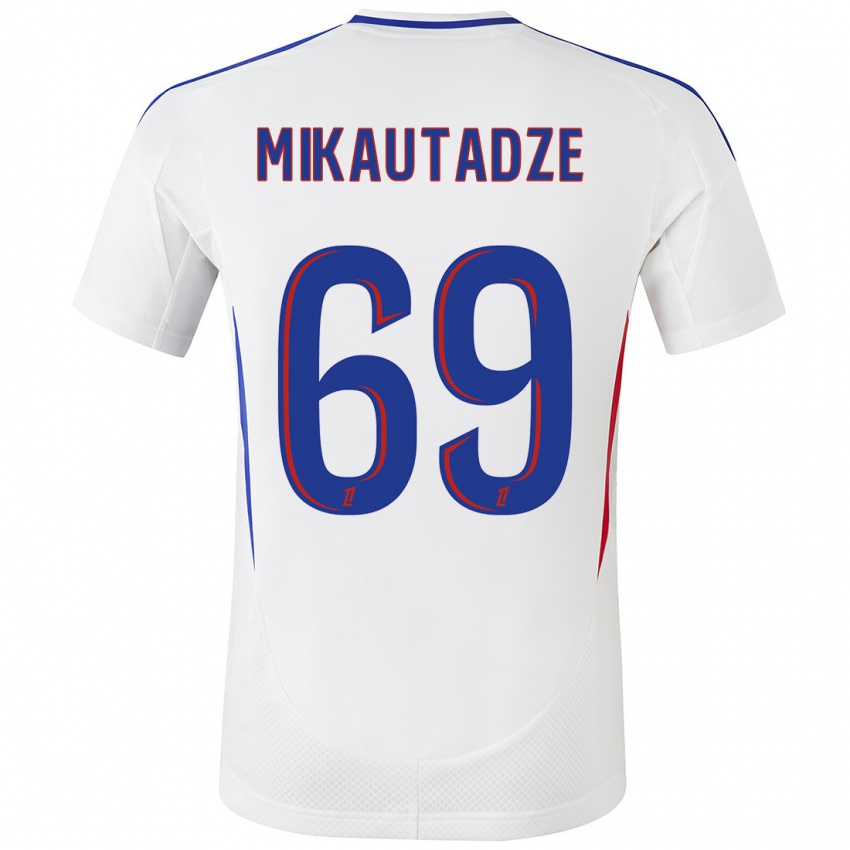 Niño Camiseta Georges Mikautadze #69 Blanco Azul 1ª Equipación 2024/25 La Camisa