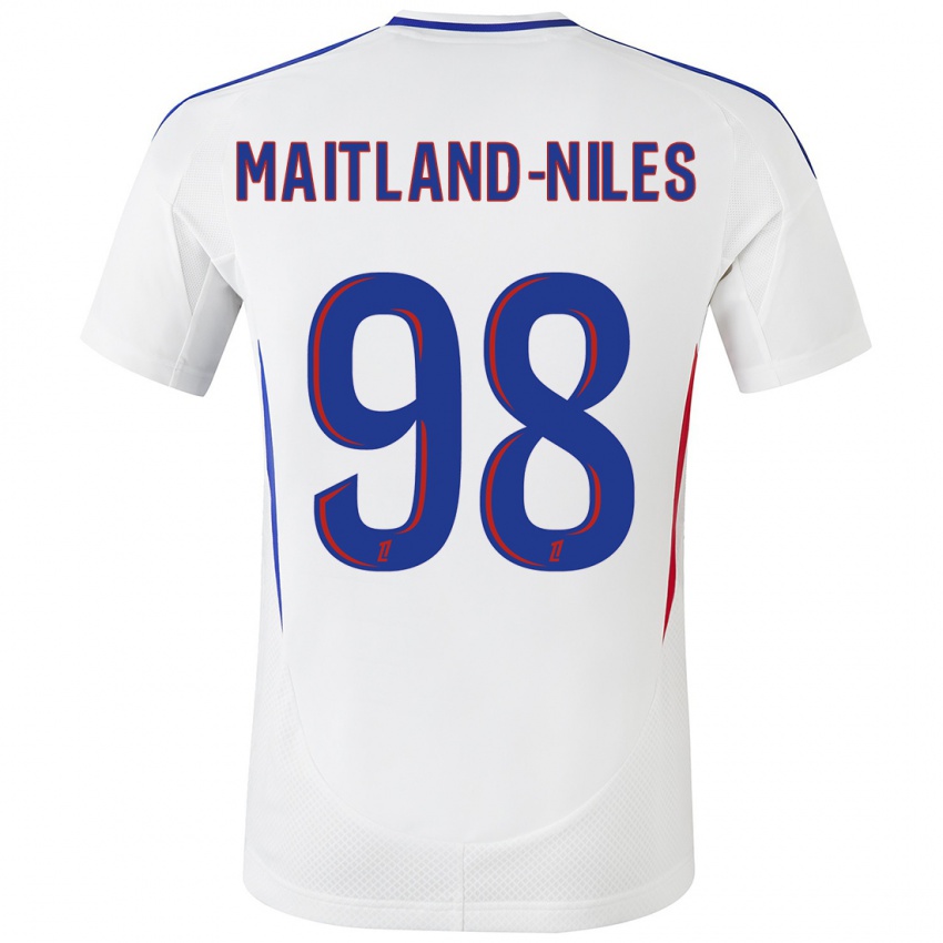 Niño Camiseta Ainsley Maitland-Niles #98 Blanco Azul 1ª Equipación 2024/25 La Camisa