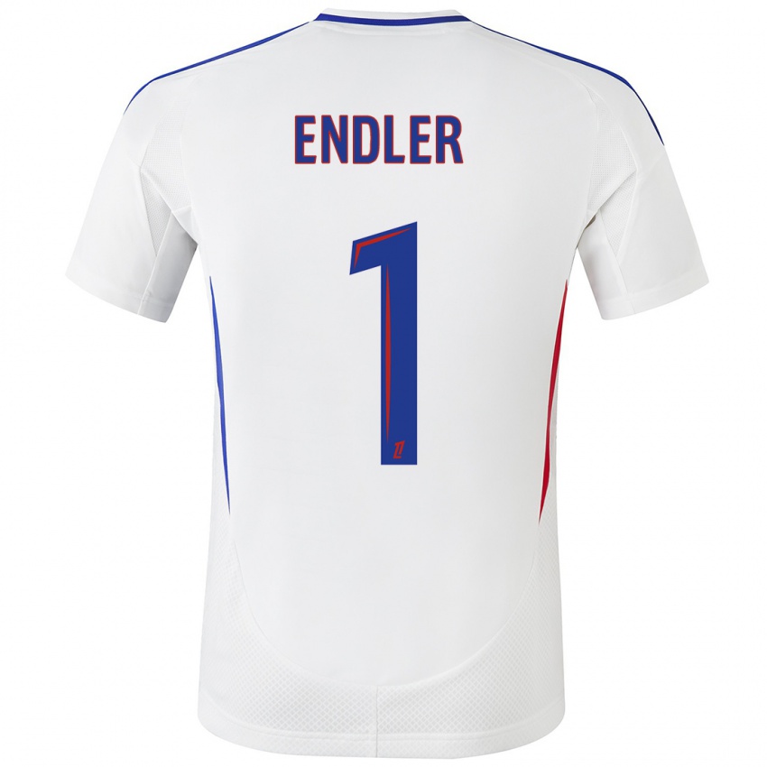 Niño Camiseta Christiane Endler #1 Blanco Azul 1ª Equipación 2024/25 La Camisa