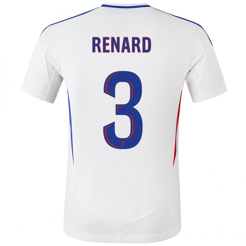 Niño Camiseta Wendie Renard #3 Blanco Azul 1ª Equipación 2024/25 La Camisa