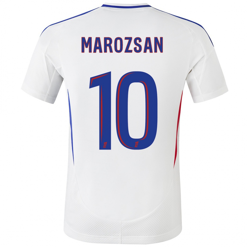 Niño Camiseta Dzsenifer Marozsan #10 Blanco Azul 1ª Equipación 2024/25 La Camisa