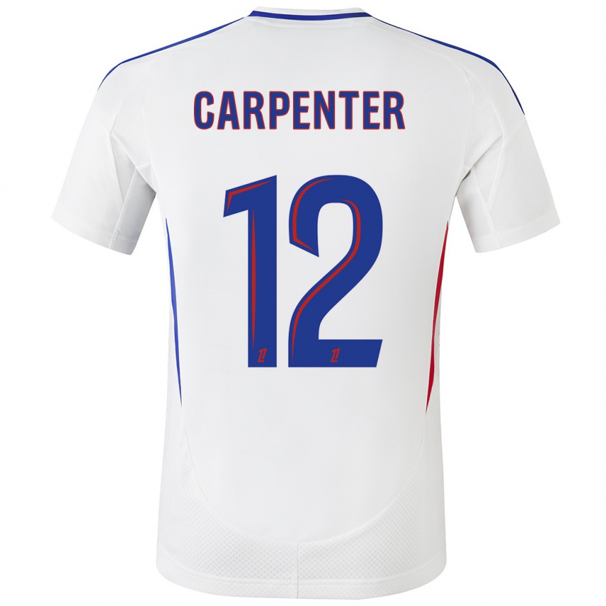 Niño Camiseta Ellie Carpenter #12 Blanco Azul 1ª Equipación 2024/25 La Camisa