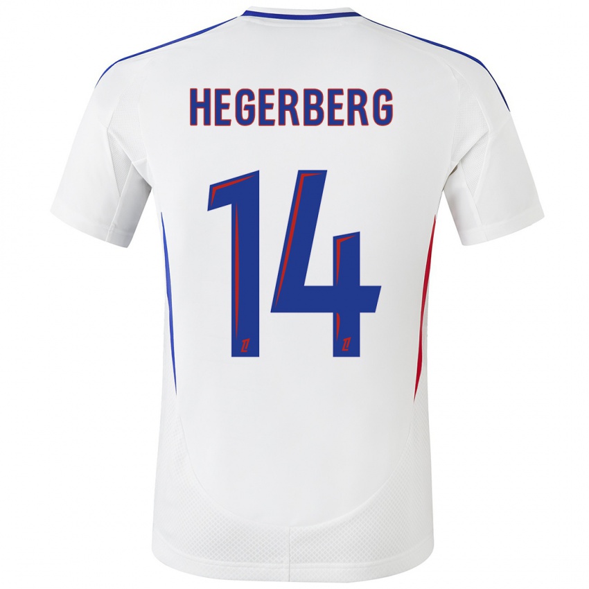 Niño Camiseta Ada Hegerberg #14 Blanco Azul 1ª Equipación 2024/25 La Camisa